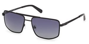 Guess 00208 02D - Matte Black /Smoke Polarized metal sunglasses