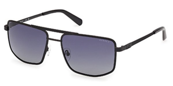 Guess 00208 02D - Matte Black /Smoke Polarized metal sunglasses